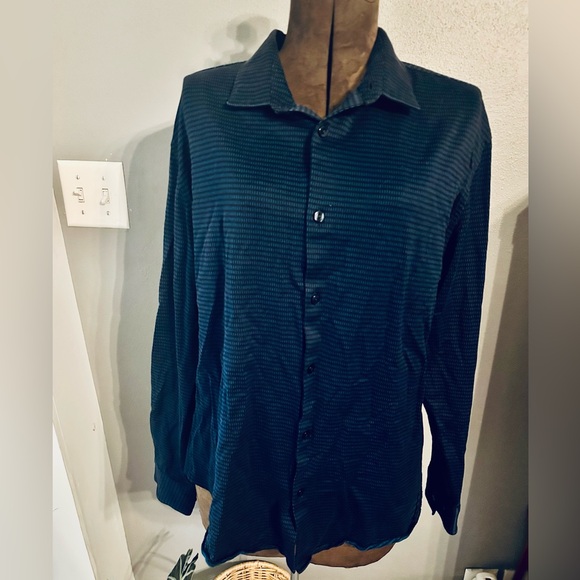 Calvin Klein Other - Calvin Klein Mens XL Slim Fit Navy Blue Pattern Button Down Shirt Long Sleeve